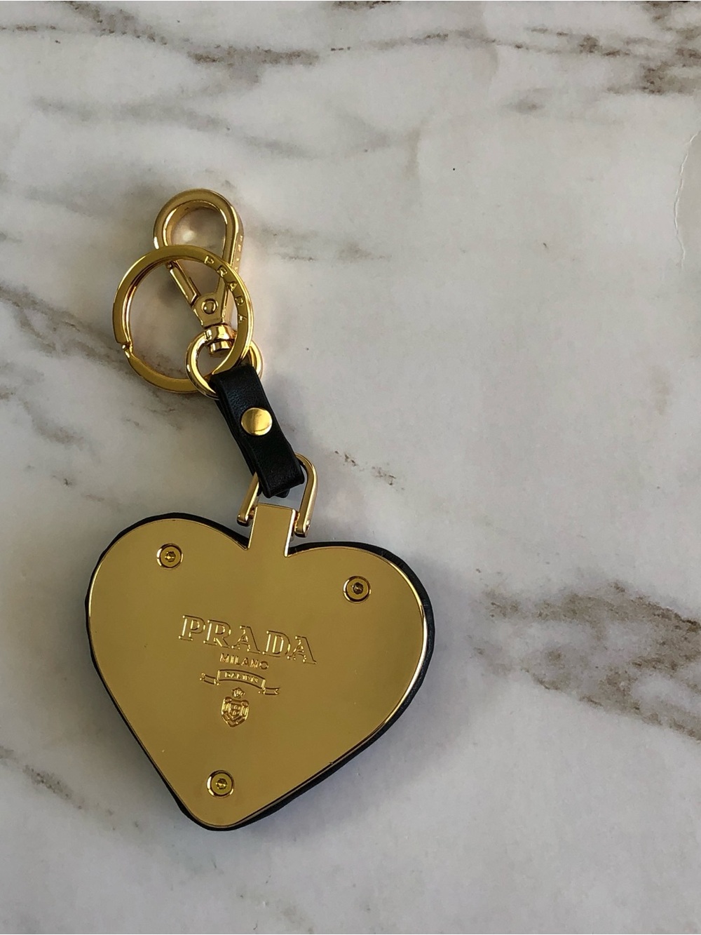 Prada Black Leather Heart Keychain Bag Charm - Picture 5 of 5
